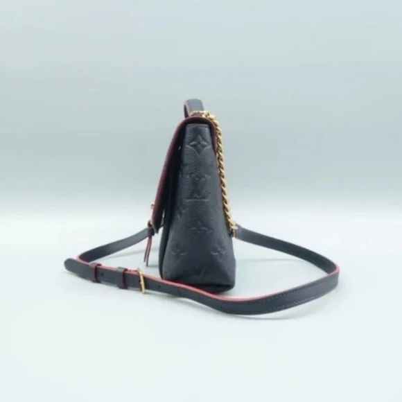 100% Authentic Louis Vuitton Blanche Navy Monogram Empreinte Leather Satchel Bag - Picture 3 of 12